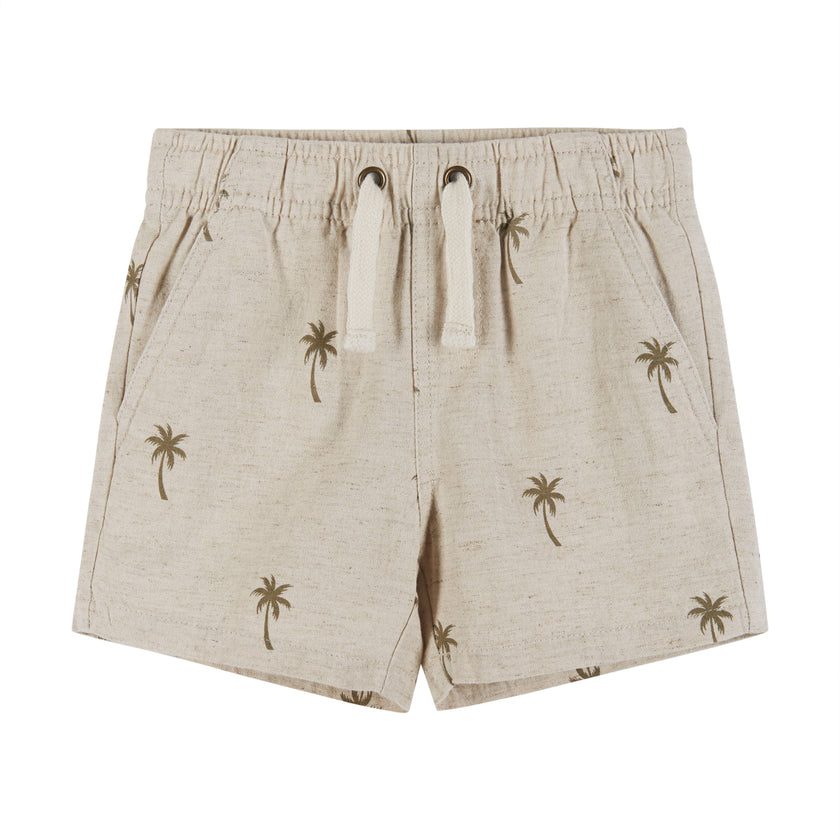 Boys Baby Beige Palm Print Cabana Set