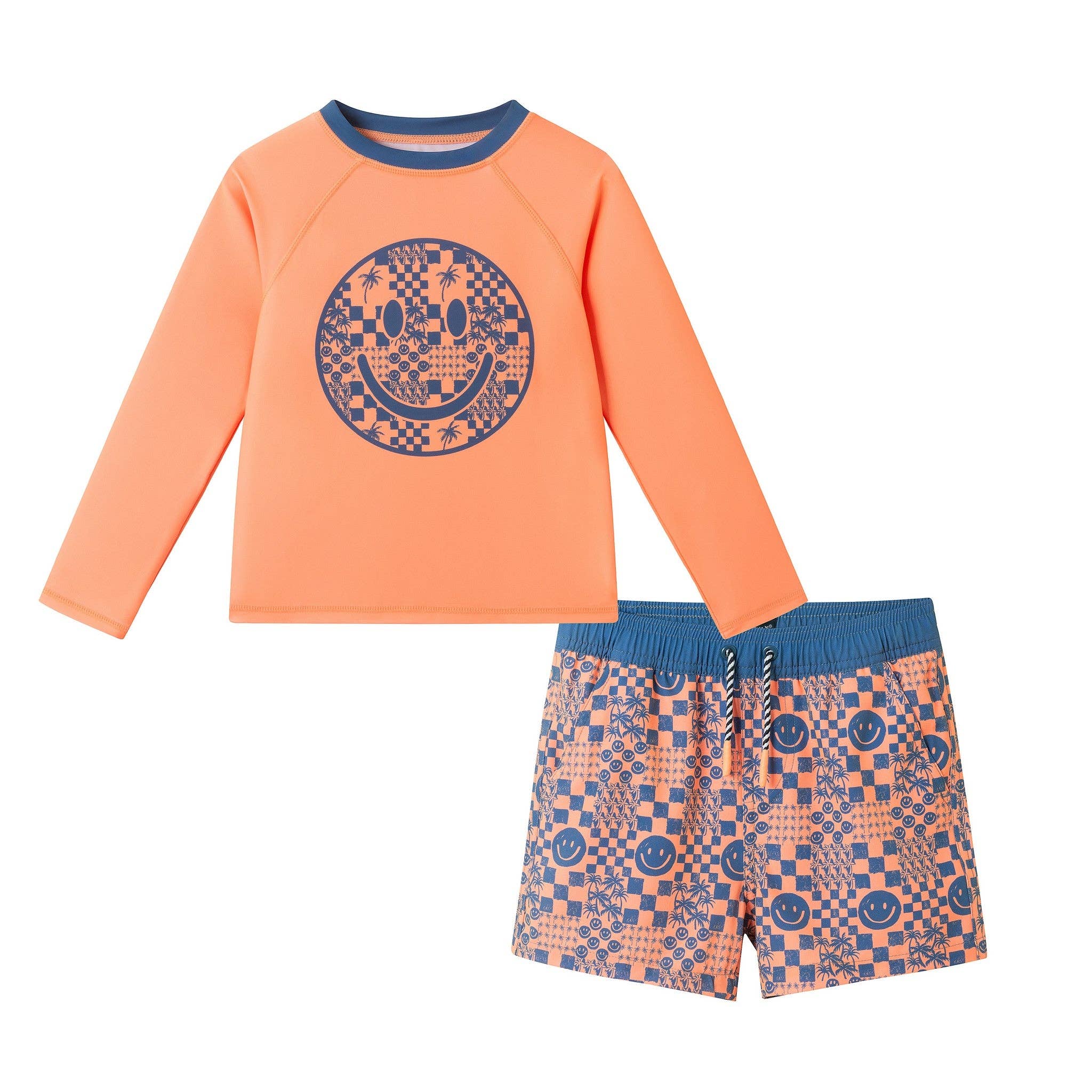*Boys Long Sleeve Rashguard Set | Checker Icon