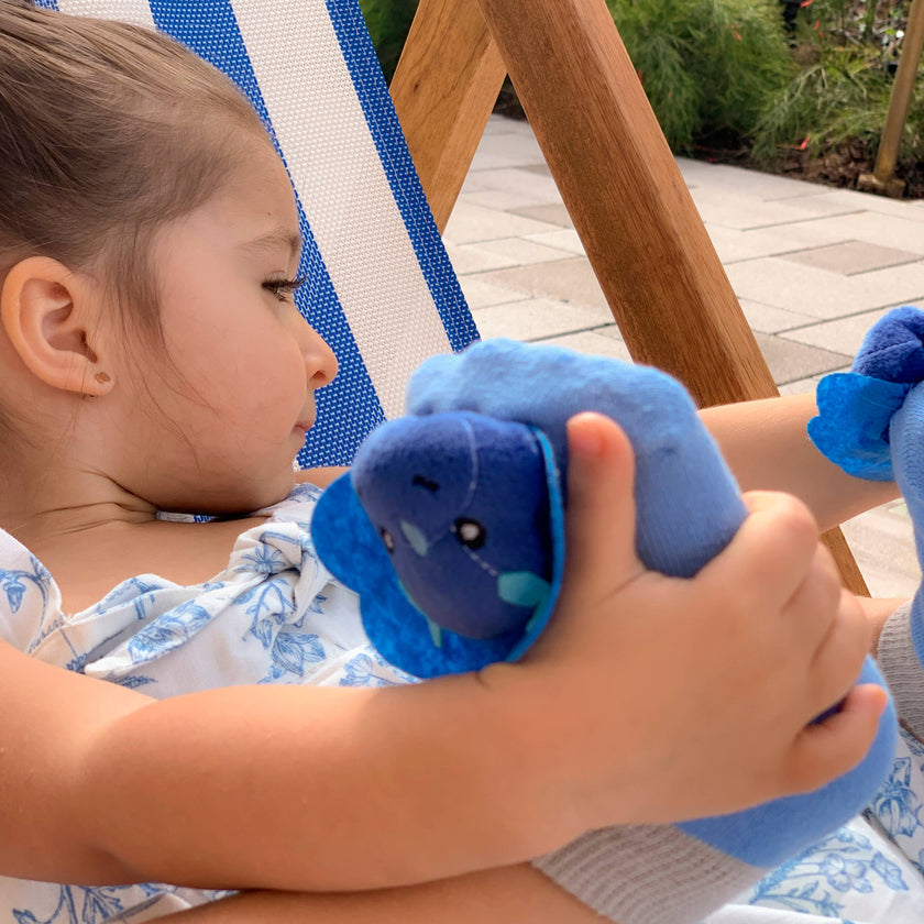 Blue Triceratops Dinosaur Rattle Socks