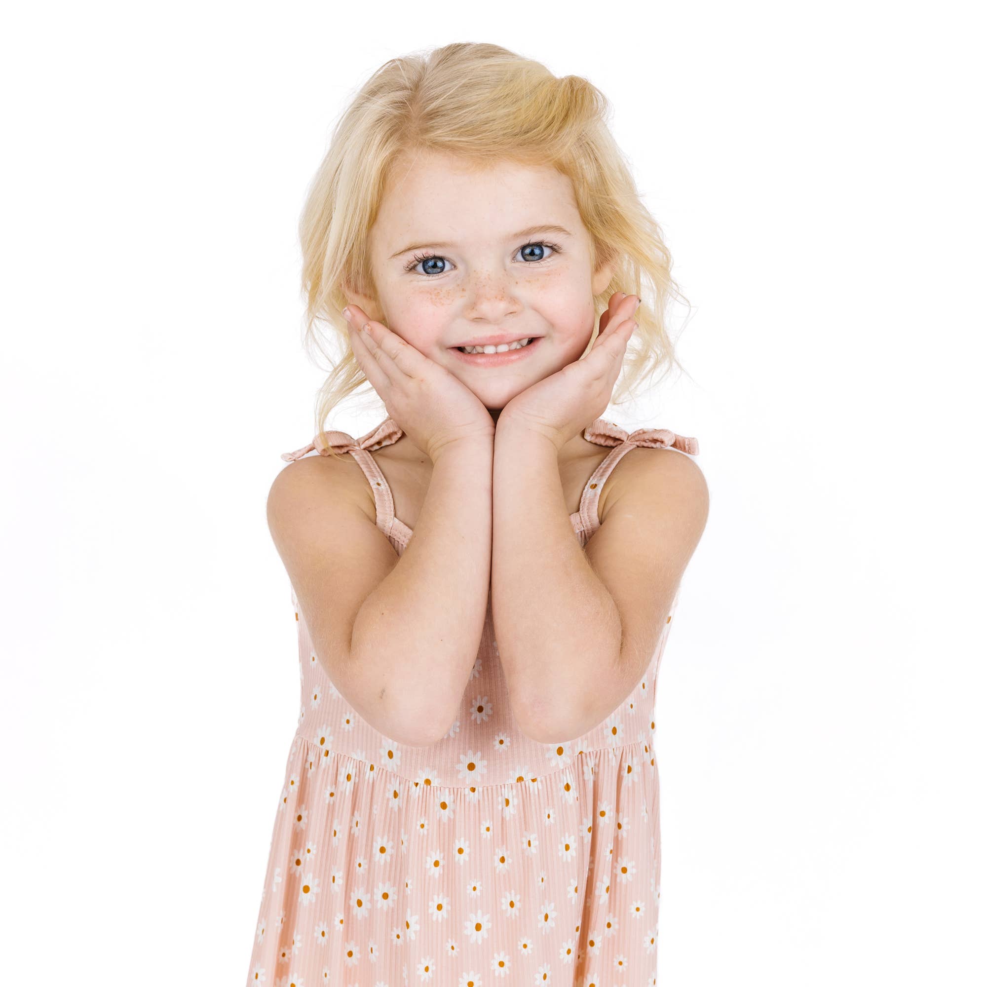 Pink Daisy Ribbed Bamboo Sundress