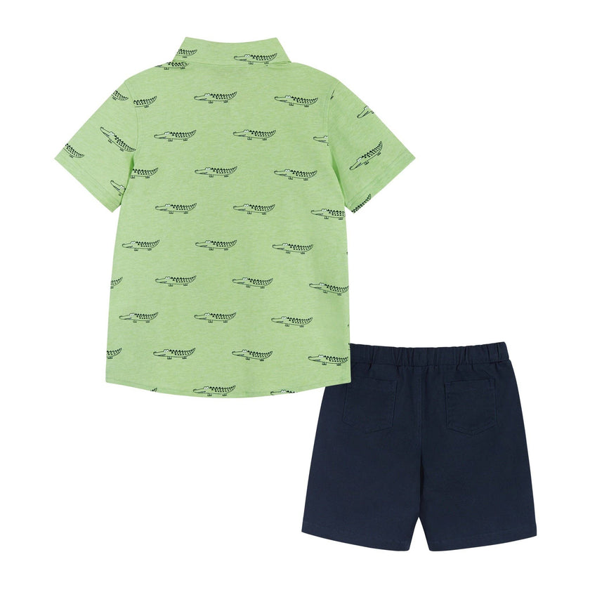 Knit Buttondown Set - Navy Watermelon