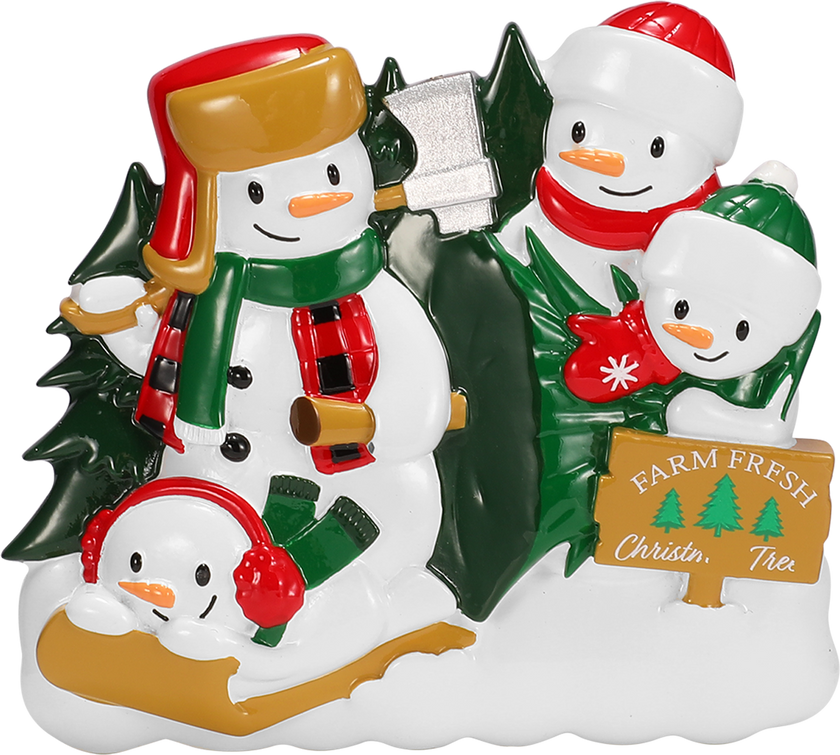 Christmas Tree Farm Snowman Family Personalized Ornament