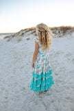 Girls Hawaiian Tropical Flutter Sleeve Ruffles Summer Dress
