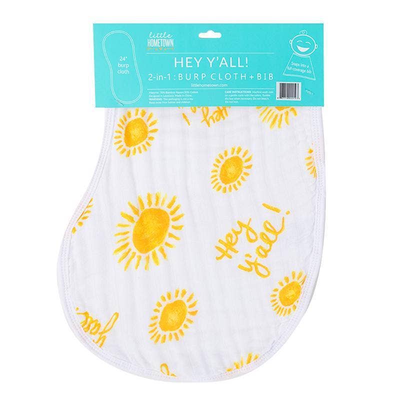 Baby Burp Cloth & Bib Combo: Hey Yall! Southern Baby Gift