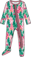 Baby Girls Pink Jolly Grove Bamboo Viscose Footed Ruffle One Piece Pajama