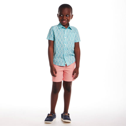 Kids Short Sleeve Buttondown Set | Geo Shark
