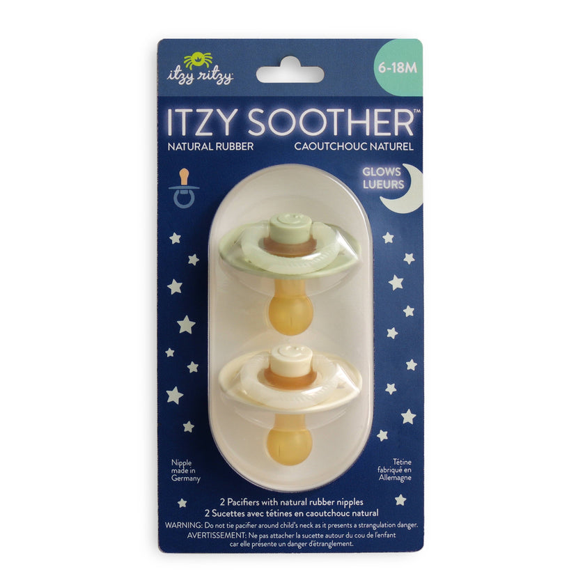 Itzy Soother™ Natural Rubber Paci Sets: Glow - Buttercream + Pistachio 6-18 M