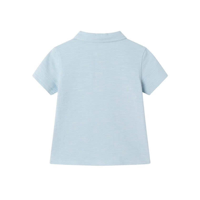 Textured Polo and Shorts Set | Light Blue Shark