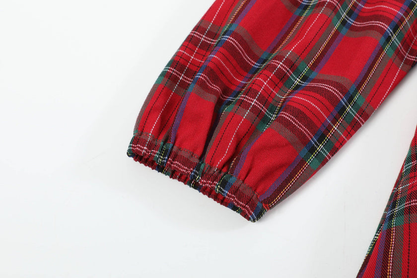 Red and Green Christmas Plaid Smocked Dress