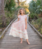 Kids Bella Dusty Pink Daisy Flutter Sleeve Ruffles Dress
