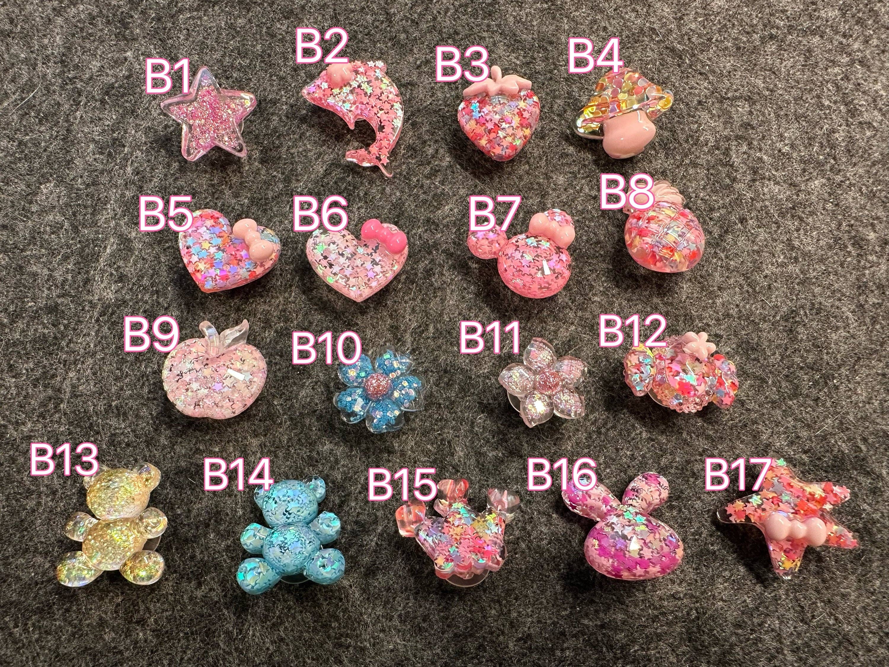 DELETE Bling Bling sequin star Aurora Glitter Resin charms for DIY Unique Special Croc Shoes  Best Quality JuliesDecalDesign: Set A 15pcs