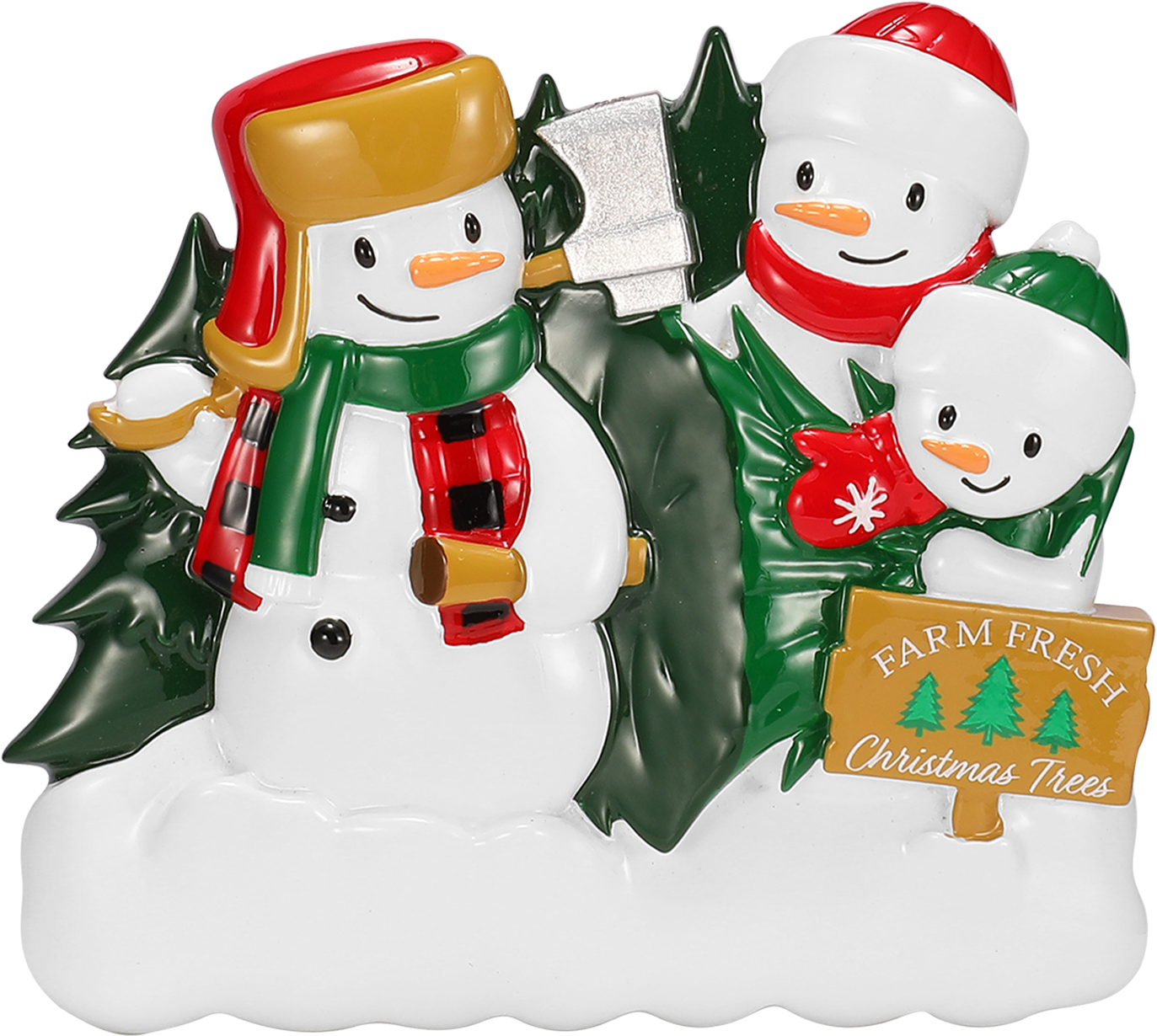 Christmas Tree Farm Snowman Family Personalized Ornament