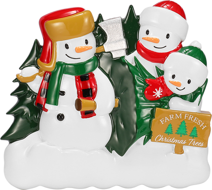 Christmas Tree Farm Snowman Family Personalized Ornament