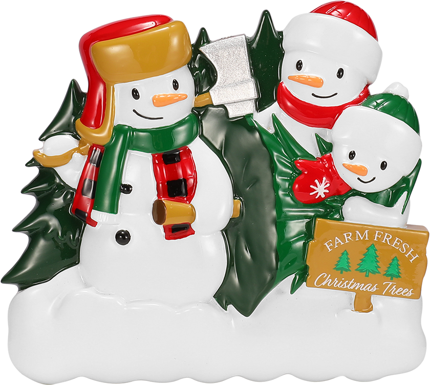 Christmas Tree Farm Snowman Family Personalized Ornament