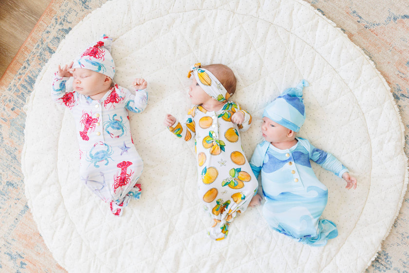 Ocean Wave Newborn Bamboo Knotted Gown