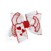 *Red Embroidered Crochet Edge Heart Bow on Alligator Clip
