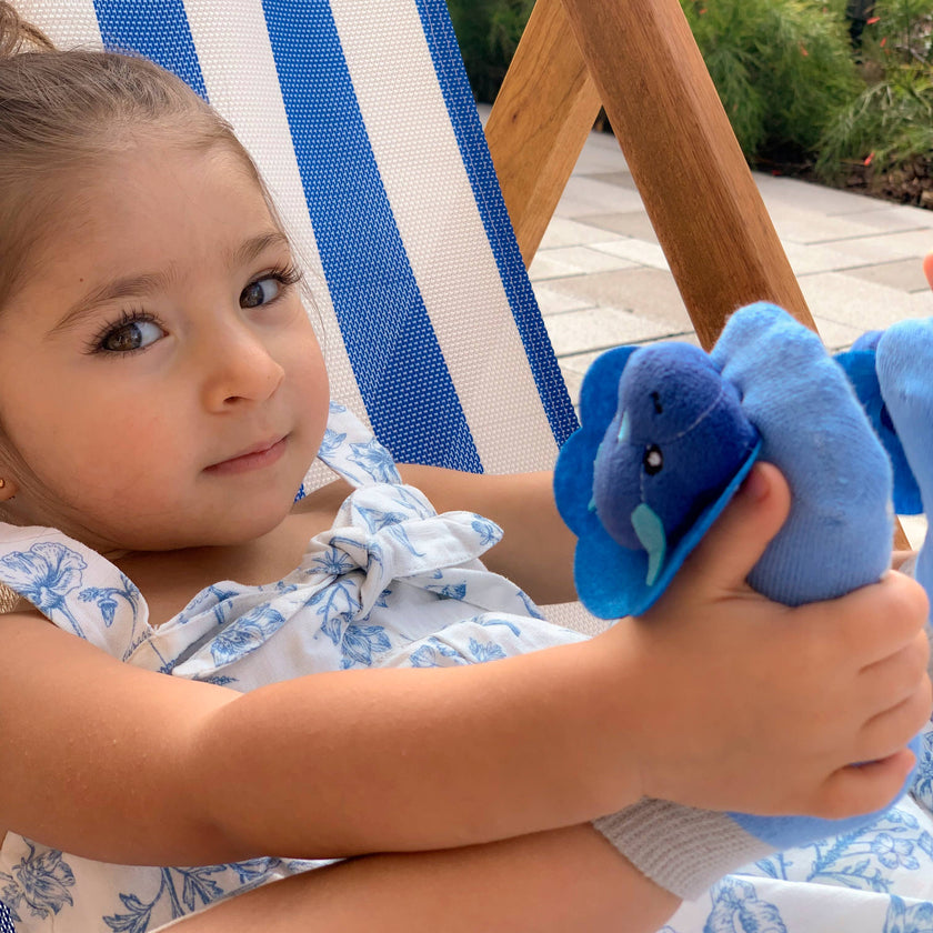 Blue Triceratops Dinosaur Rattle Socks