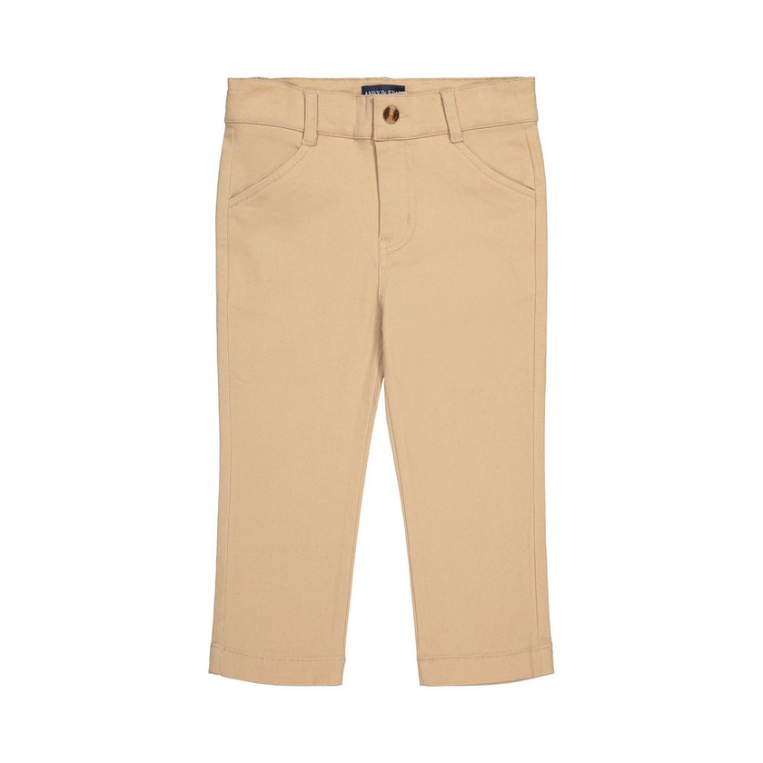 Boys Orange Palm Trees Button-down Shirt and Khaki Pants Set