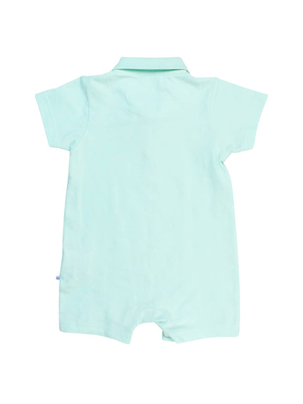 Baby Boys Mint Pique Polo Romper