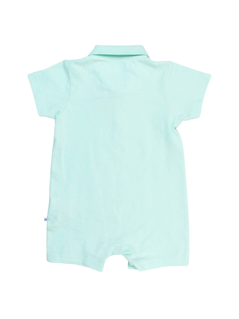 Baby Boys Mint Pique Polo Romper