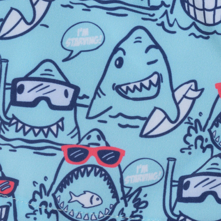 Rashguard & Swim Trunk Set - Blue Face Shark