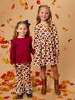 Girls Maple Blossoms Knit Long Sleeve Twirl Dress