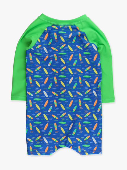 Baby Boys Neon Surfs Up Surfboard Long Sleeve One Piece Rash Guard Swimsuit