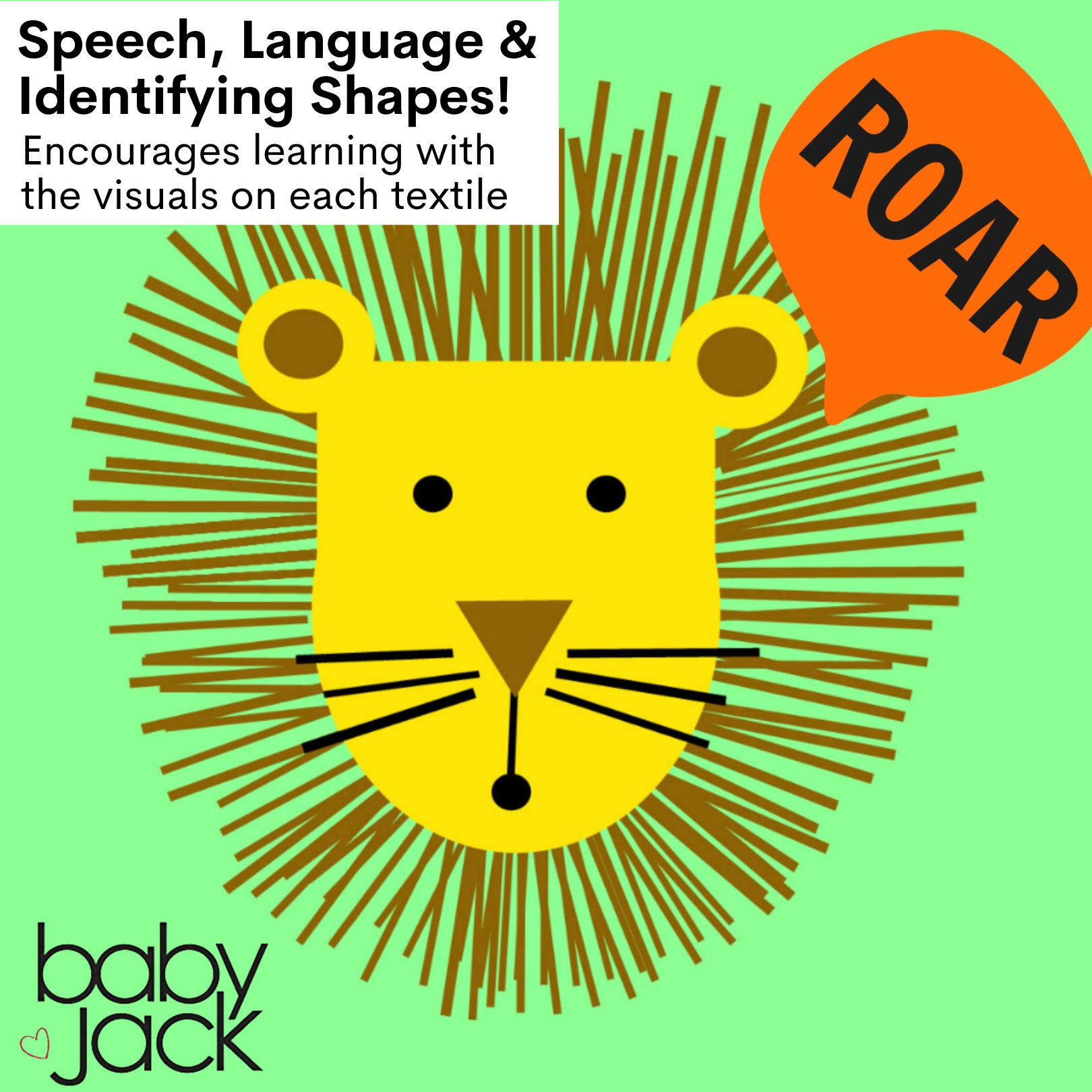 Jungle Zoo Crinkle Tag Square 8x8 Tummy Time Toy 8