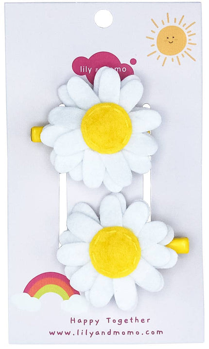 Little Daisy Flower Hair Clips- White  and Yellow