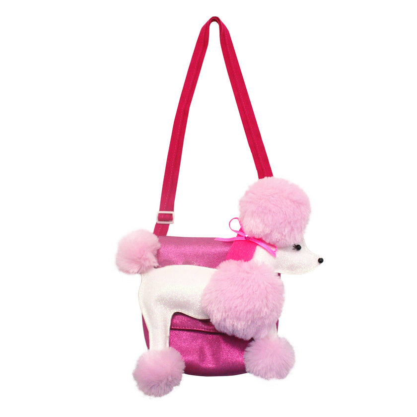 Pink Poodle Handbag- Pretty Pink and  Glitter White