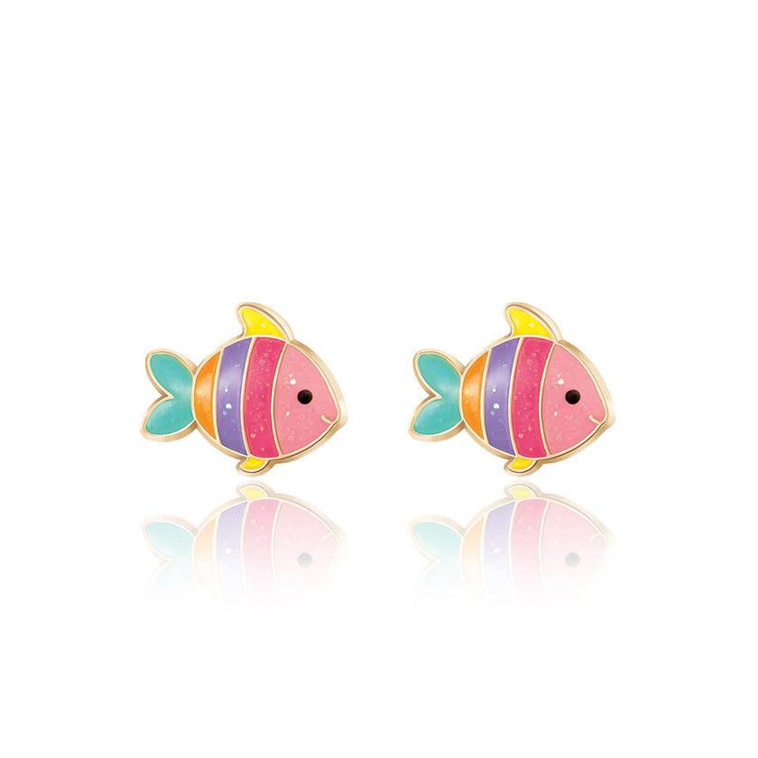 Glitter Rainbow Fish Cutie Children's Stud Earrings