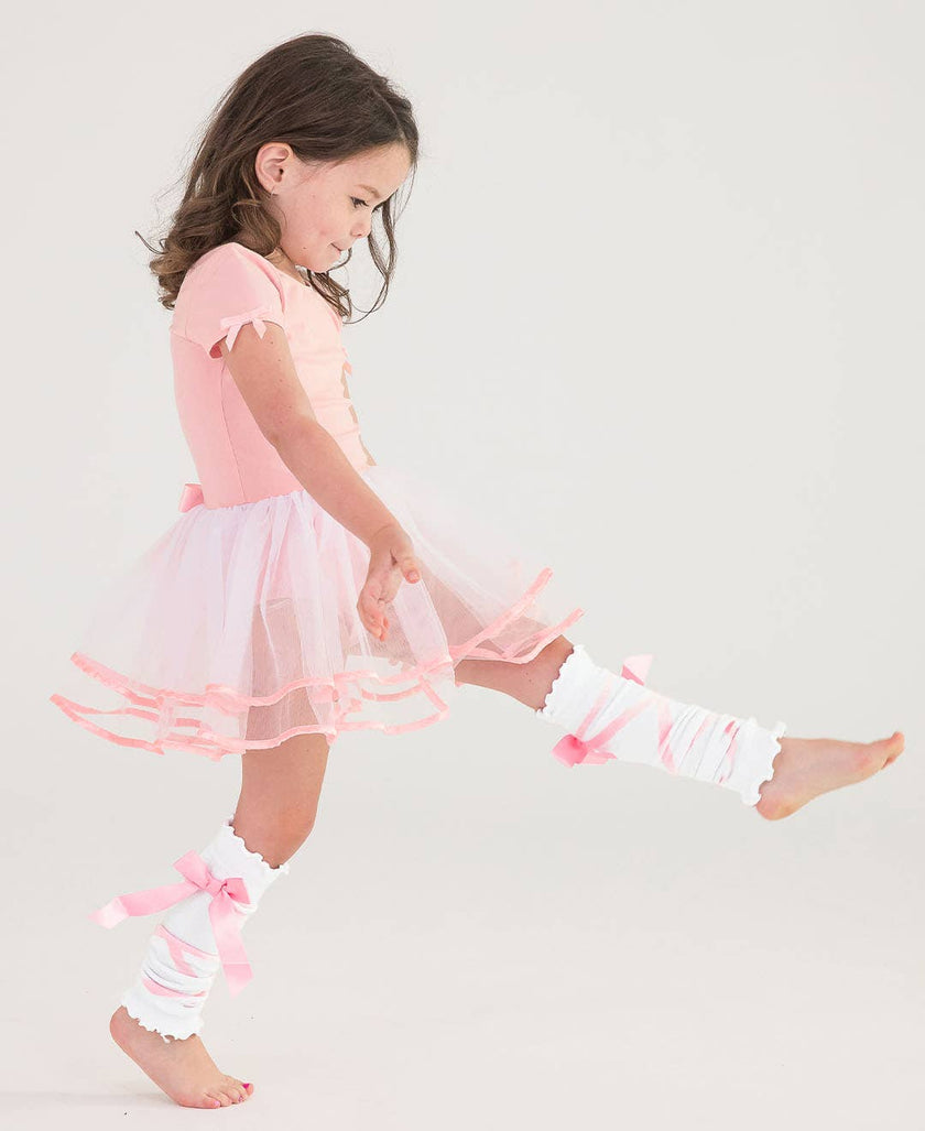 White Ballet Bow Dance Leg Warmers