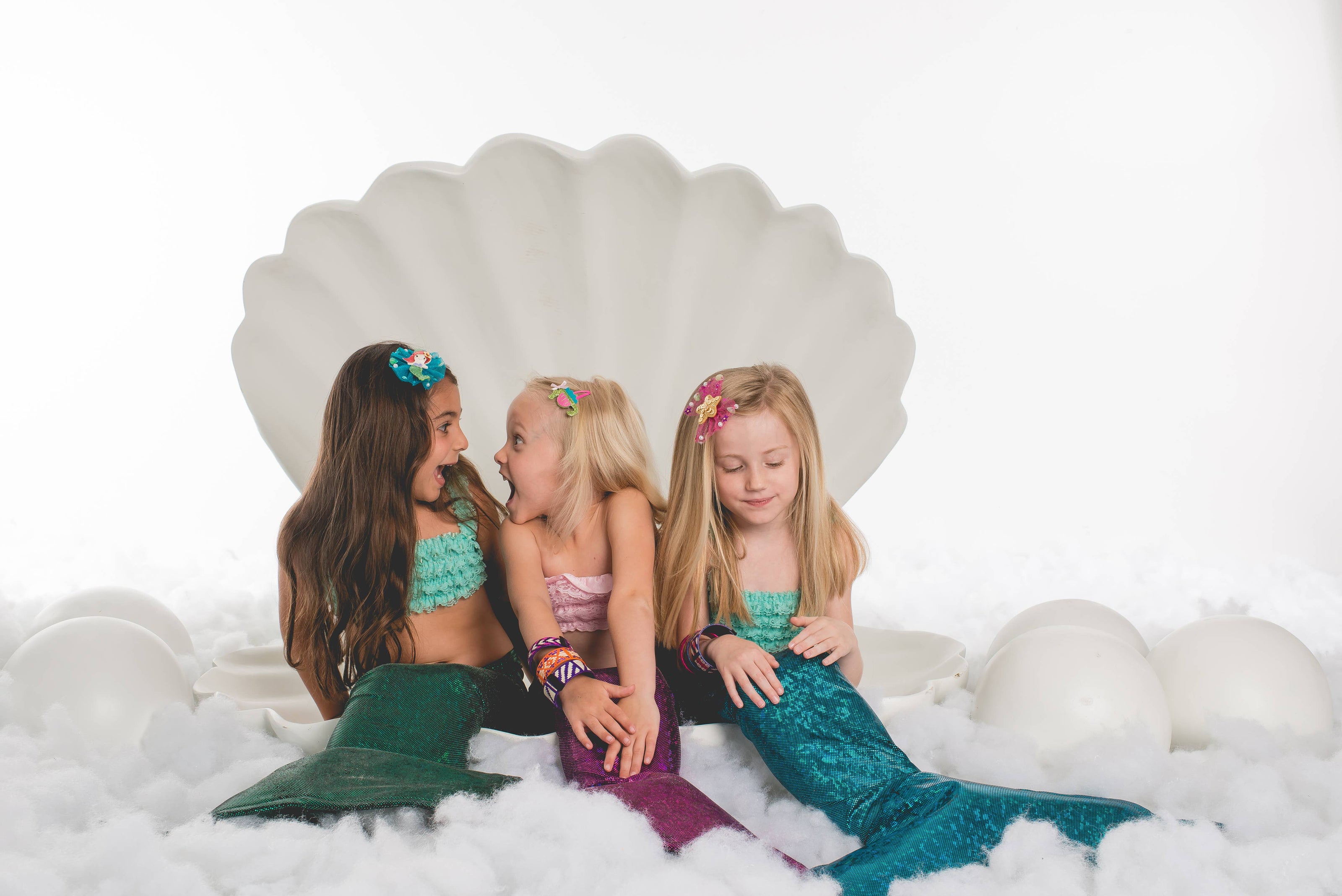 Mermaid Tale Trio Kids Hair Clips- Ocean Blue and Sand