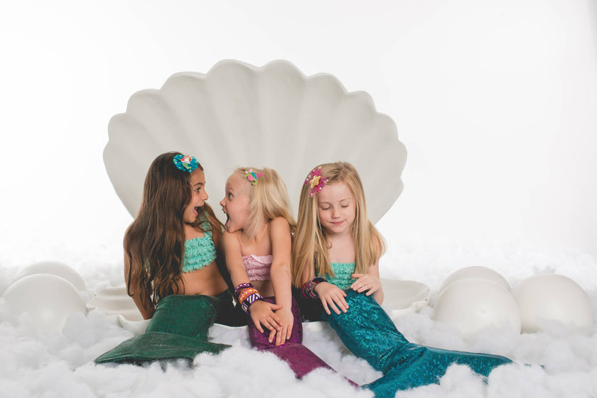 Mermaid Tale Trio Kids Hair Clips- Ocean Blue and Sand