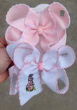 Pink Rabbit Embroidered Hair Bow