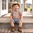 Wild Wrangler/Brown Western Bamboo Cotton Boys' Short Set