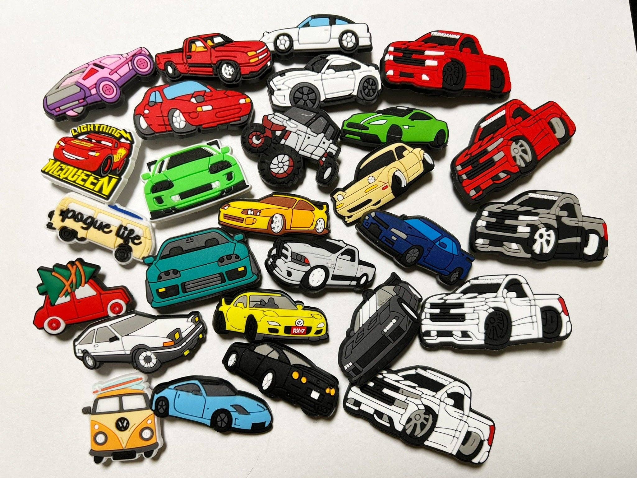 Pick your own Cars race cars shoe charms
