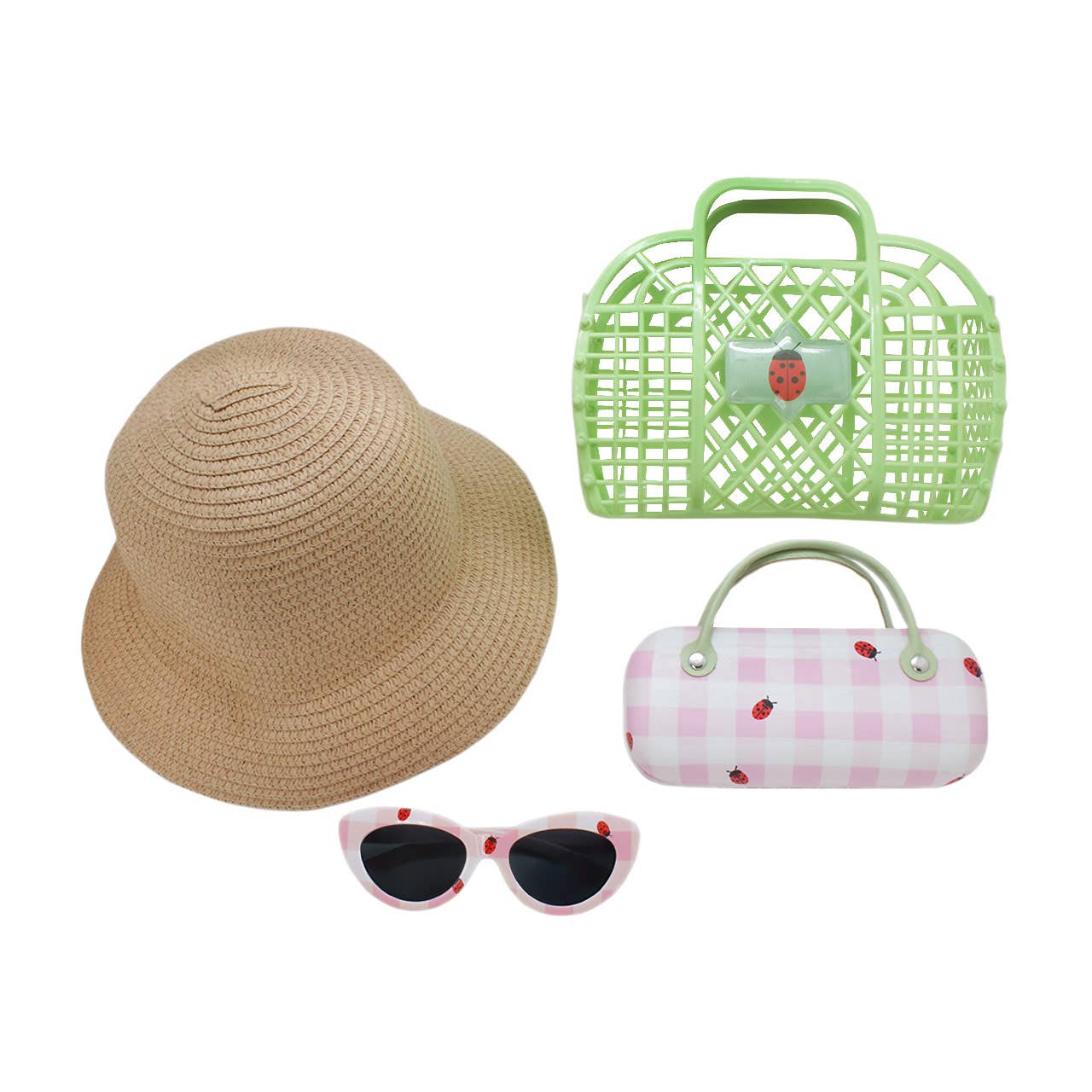 Kids Sunglass with Case Hat Bag Premium Set Girls Combo New