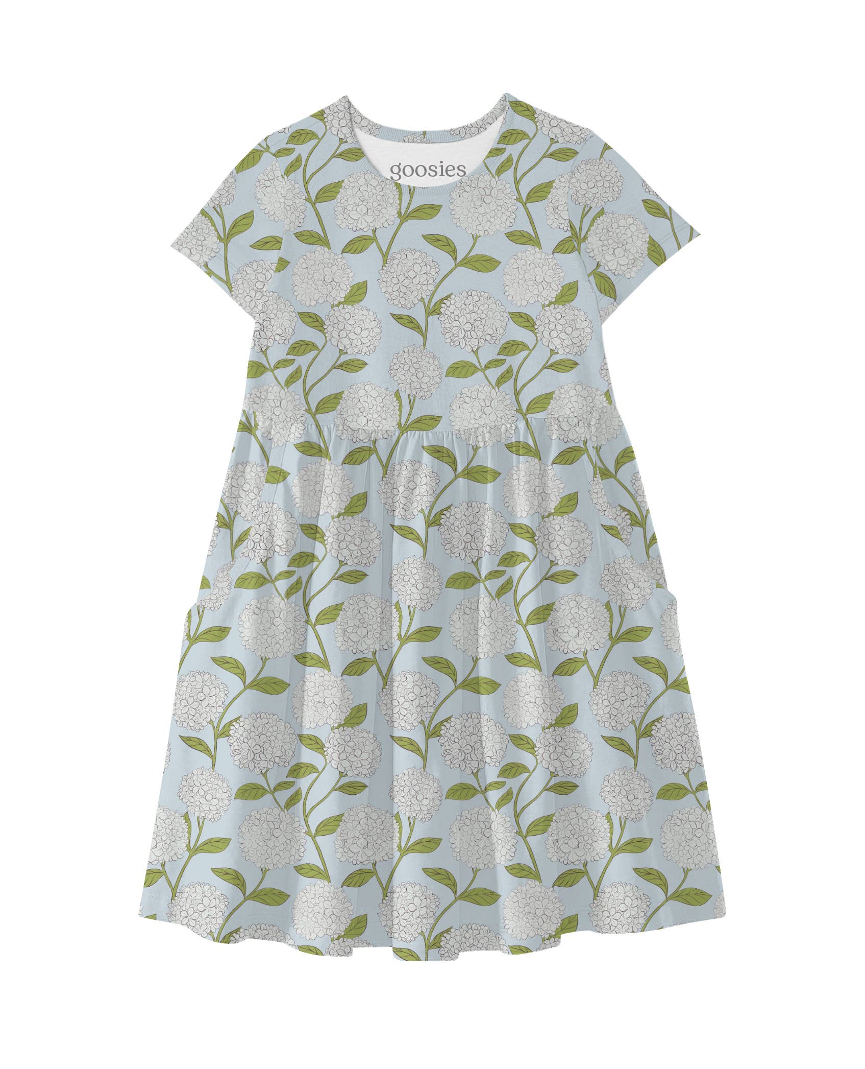 Hydrangeas Bamboo Short Sleeve Pocket Dress