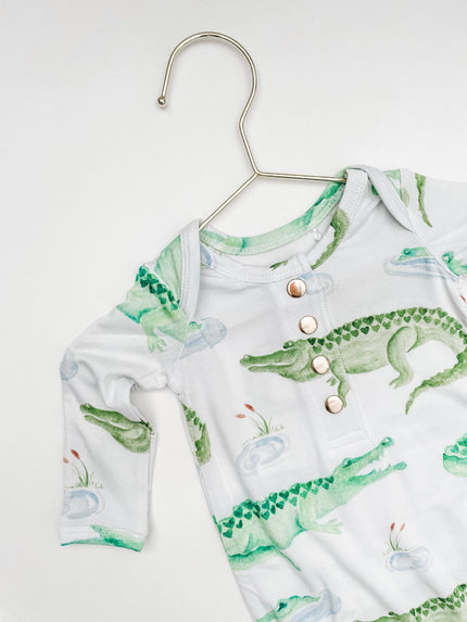 Alligator Newborn Bamboo Knotted Gown