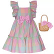 Plaid Ruffle Children's Dress With Bag