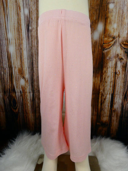 Ivory Bubble Sleeve Top and Pink Glitter Pants Set