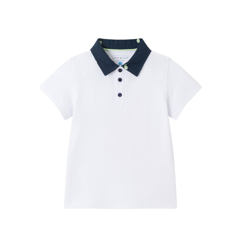 Kids Polo & Seersucker Short Set | Navy & White Limes