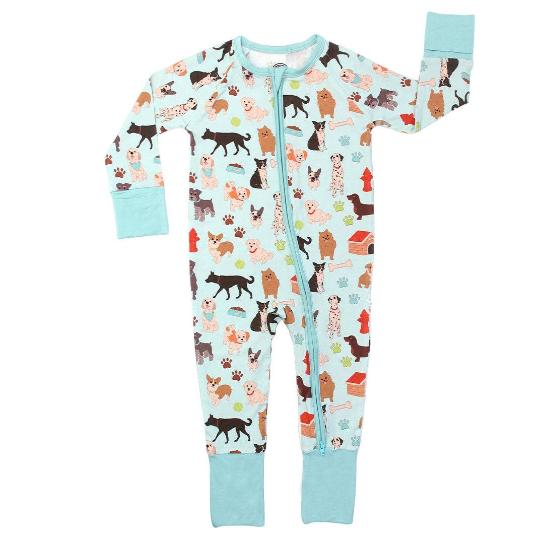 Dogs Bark Pets Bamboo Baby Pajamas Convertible Footie