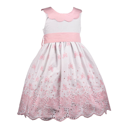 Pink Rose Eyelet Sash Dress