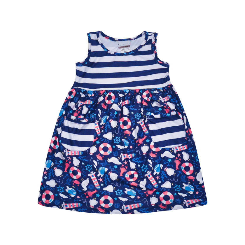 Kids UPF50+ Dahlia Sleeveless Dress w/ Pockets for Girls