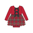 Baby Girls Red Nicholas Plaid Velour & Tulle Long Sleeve Twirl Romper