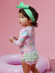 Baby Girls Atlantis Mermaids Long Sleeve One Piece Rash Guard Swimsuit