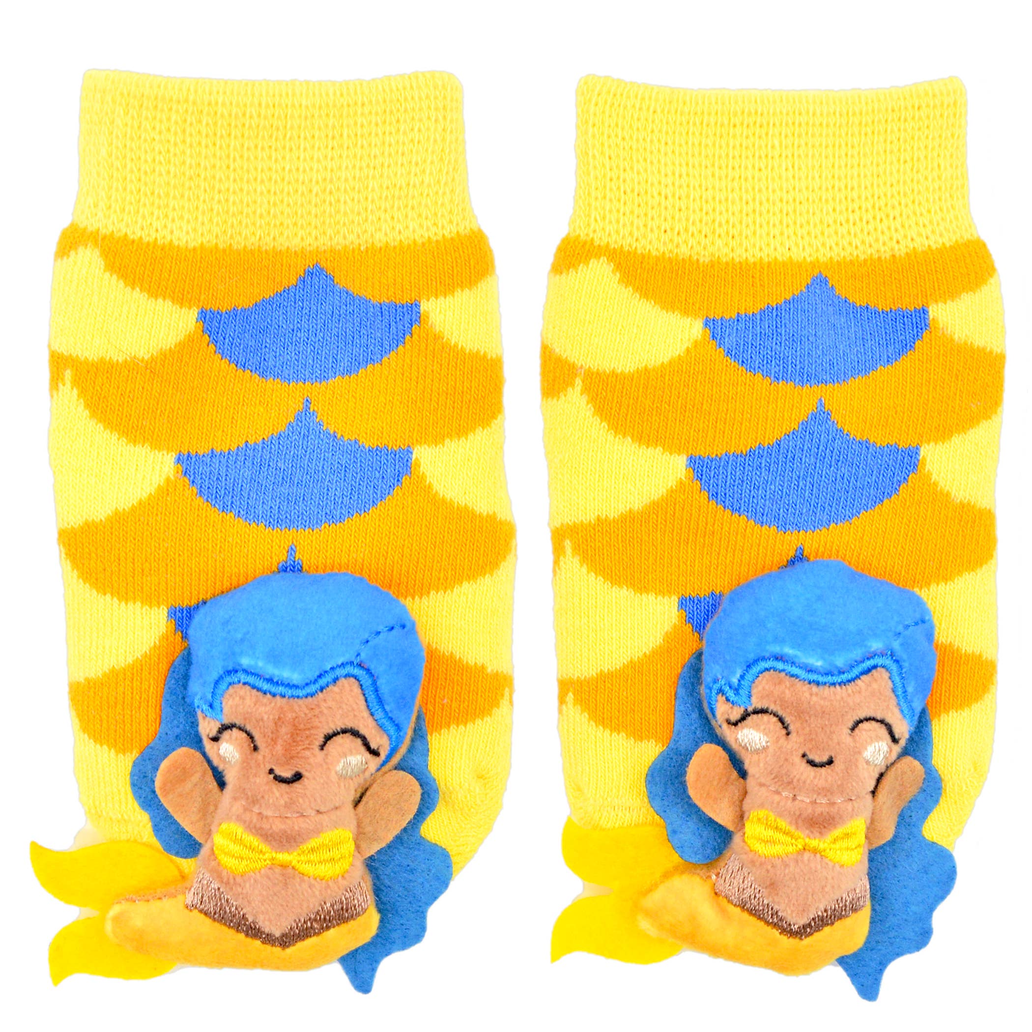 Yellow Mermaid Baby Rattle Socks