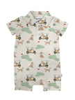 Short Sleeve Polo Romper - Golf Dog